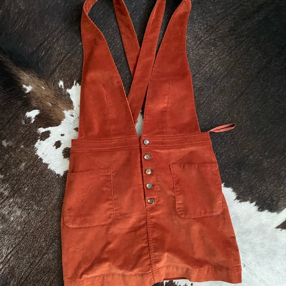 Free People corduroy skirt overalls. Burt Orange size 4